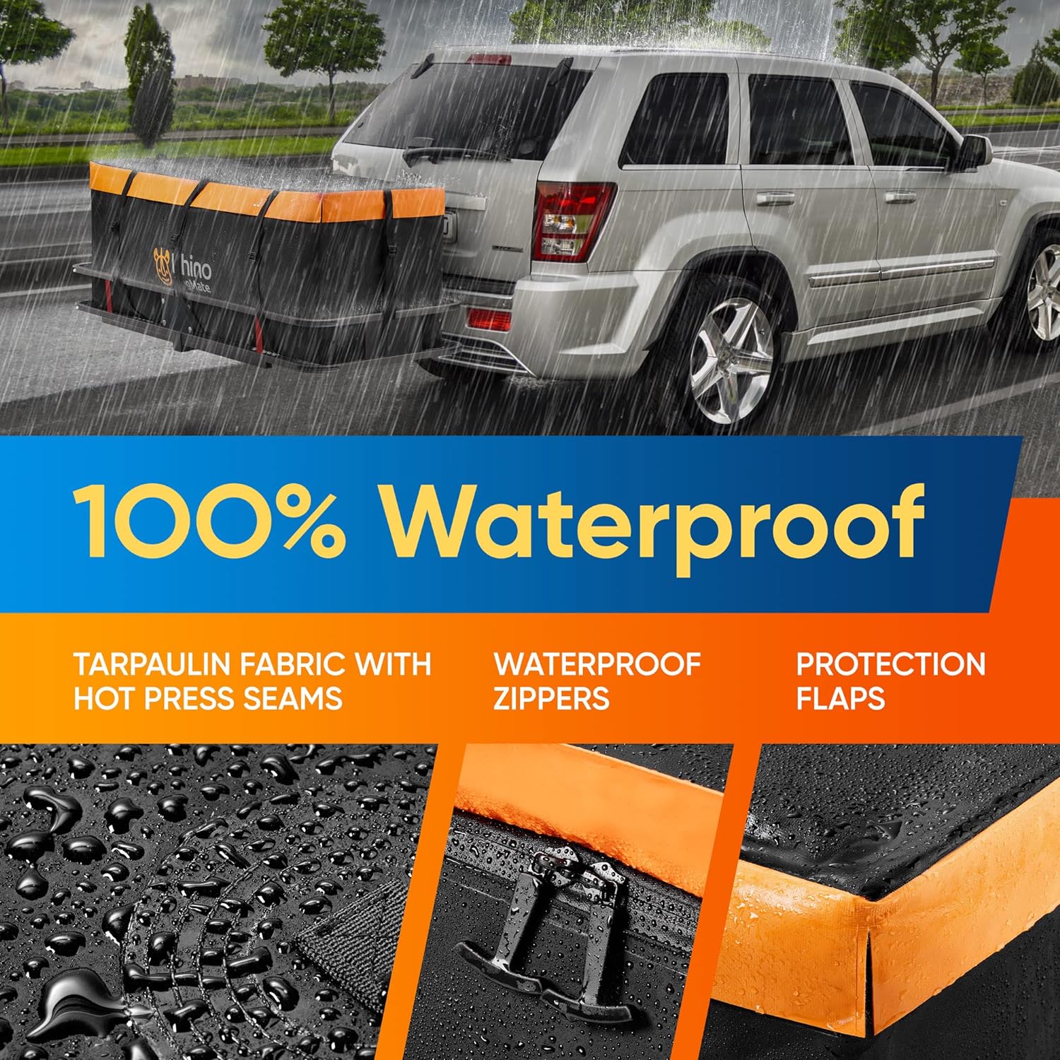 BagMate 565L Waterproof Hitch Cargo Carrier Bag - Durable PVC Tarpaulin Hitch Mount Cargo Carrier Cargo Box - Heavy-Duty Straps & Buckles