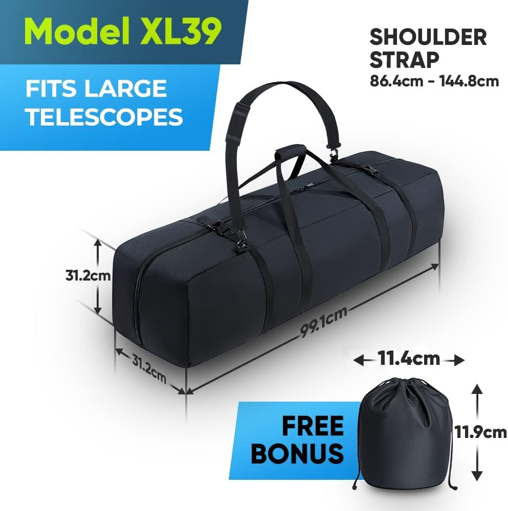 BagMate Multipurpose Telescope Bag XL39 - Shock-Absorbent Telescope Carrying Case with Adjustable Shoulder Strap and Extra Storage