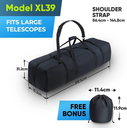 BagMate Multipurpose Telescope Bag XL39 - Shock-Absorbent Telescope Carrying Case with Adjustable Shoulder Strap and Extra Storage